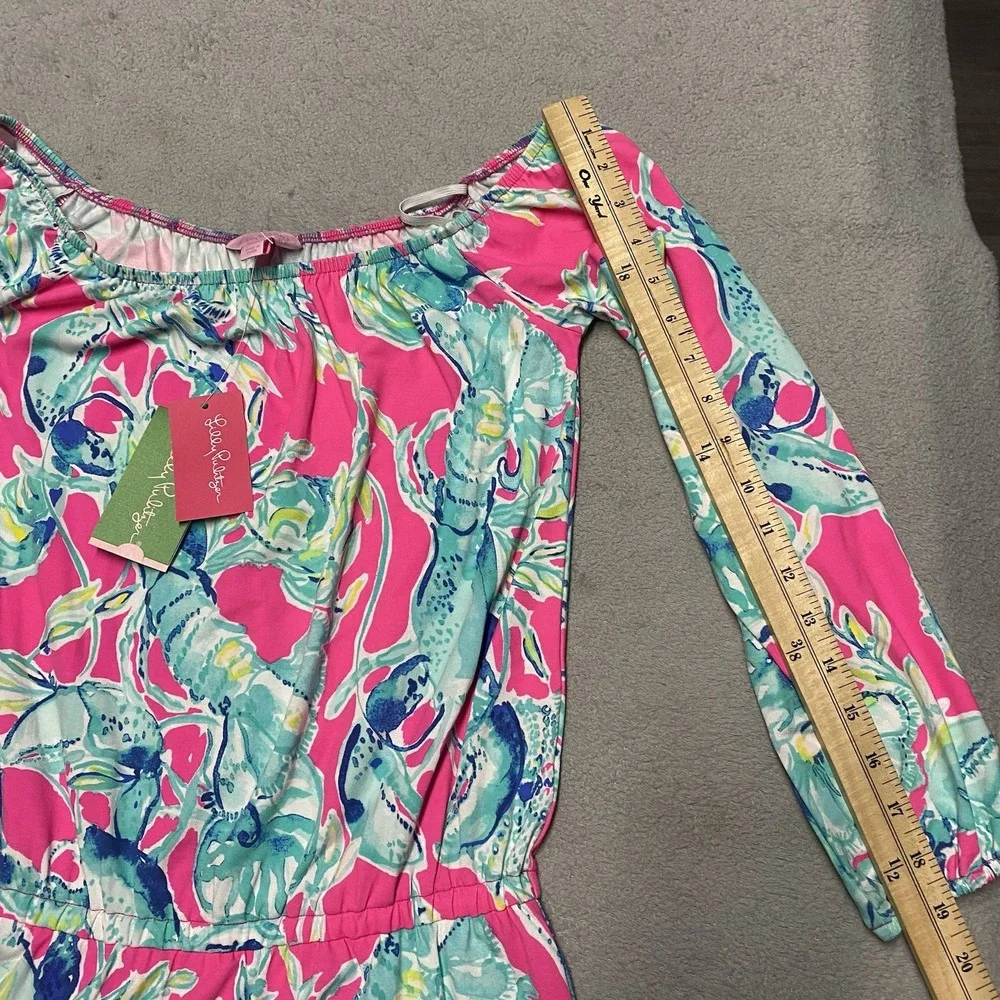 Lilly Pulitzer Lana Skort Romper XS Raz Berry Lobsters In Love NEW - Picture 9 of 9